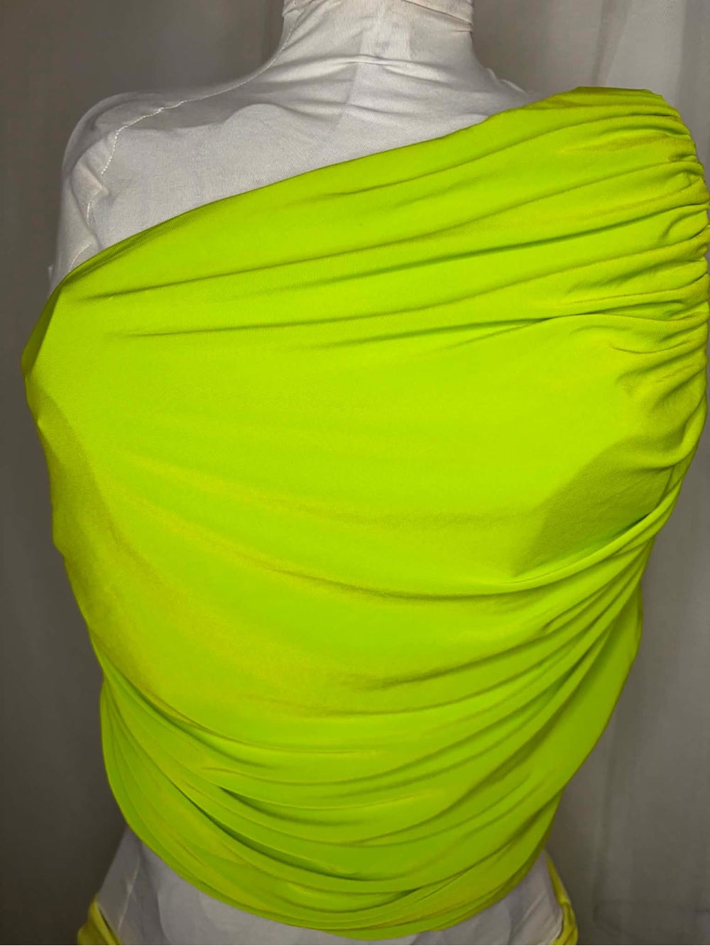 Express One-Shoulder Neon Lime Ruched Top